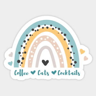 Coffee Cats Cocktails Sticker